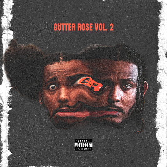 Album cover for 'Gutter Rose Vol. 2' with a stylized face and red text on a dark background.